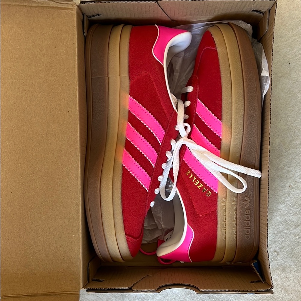 Adidas Gazelle Bold Red and Pink Sneakers